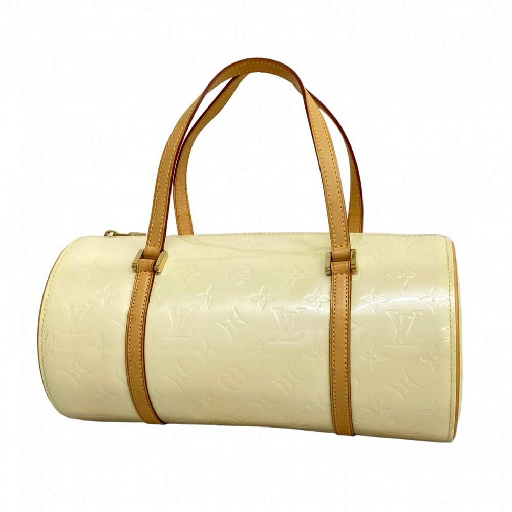 Louis Vuitton Cream Patent Leather Barrel Bag with Tan Straps